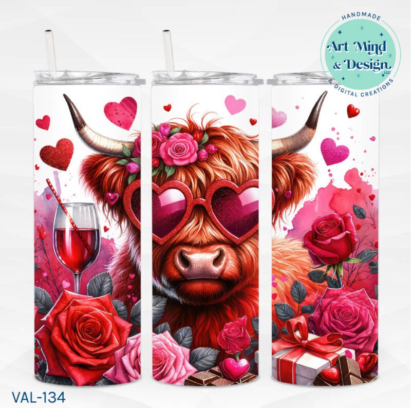 V-Day Cow With Glasses  **Sublimation PRINT ONLY**