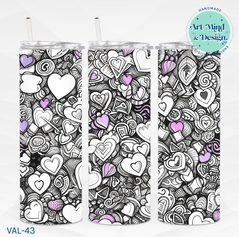 Black N White Hearts **Sublimation PRINT ONLY**