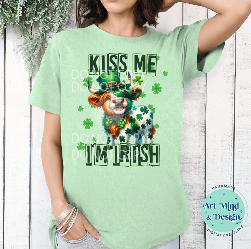 Kiss Me I'm Irish Highland Cow (Sublimation)