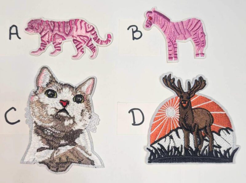 Pink Tiger, Pink Zebra, Cat & Deer • Small Patches