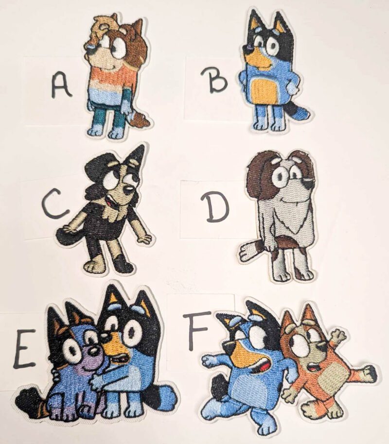 Blue Girl Dog & Family and Friends Cartoon • Small Patches