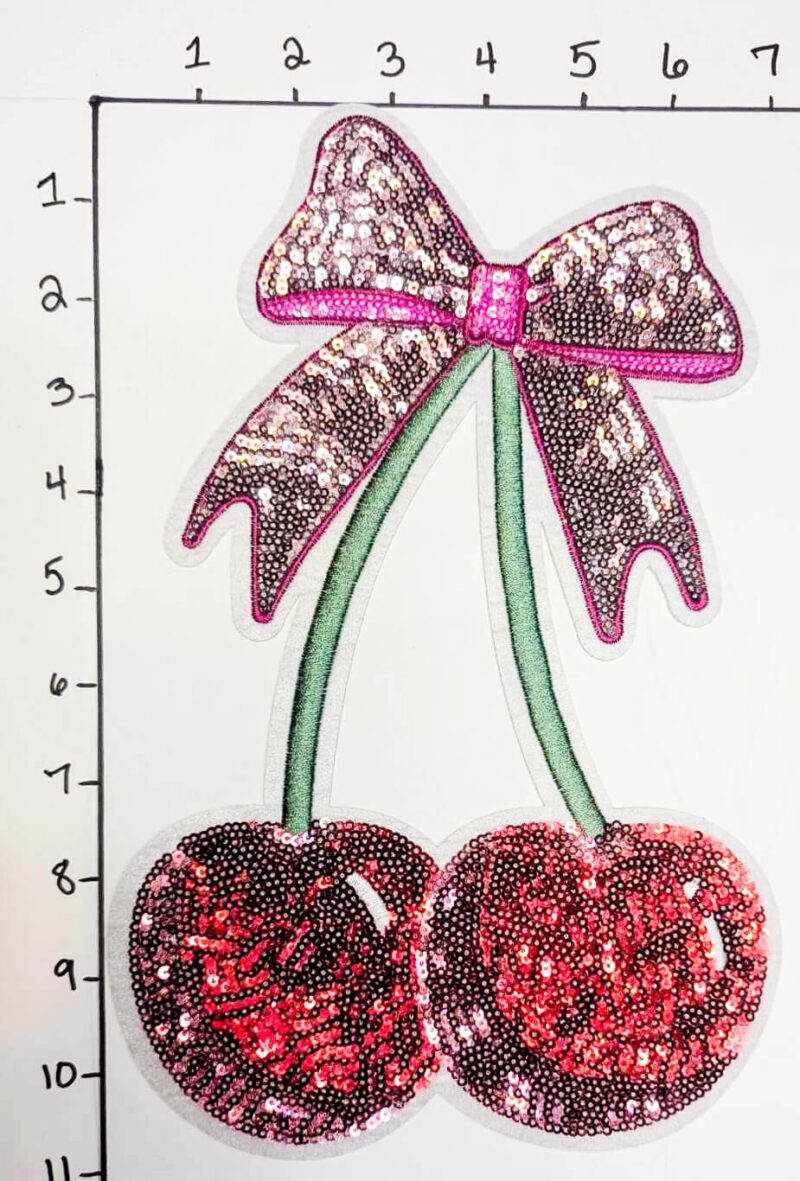 Classic Cherries with Pink Bow • Big Patches