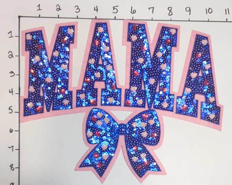 Mama Blue, Pink with Red and Pink Hearts • Big Patches