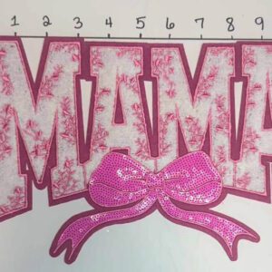 Pink Floral Mama with Bow • Big Patches