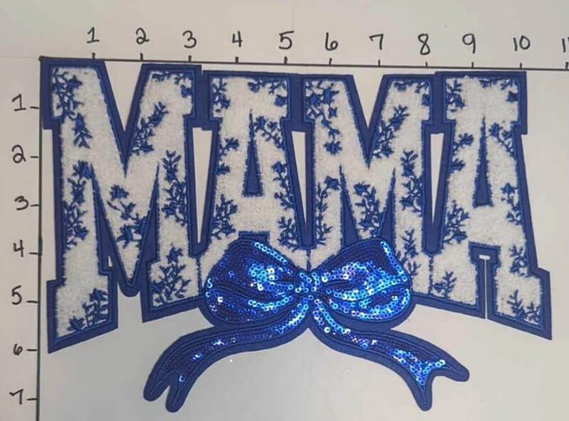 Dark Blue Floral Mama with Bow • Big Patches