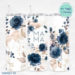 Mama Blue & White Flowers